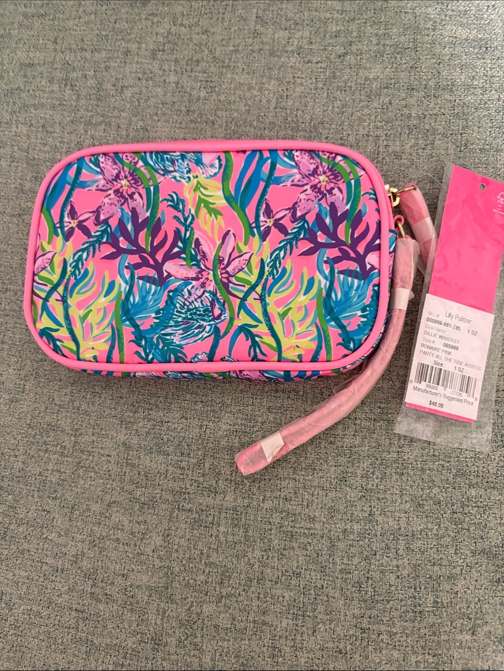 Lilly Pulitzer Pink Multicolor Tropical Kids Wristlet